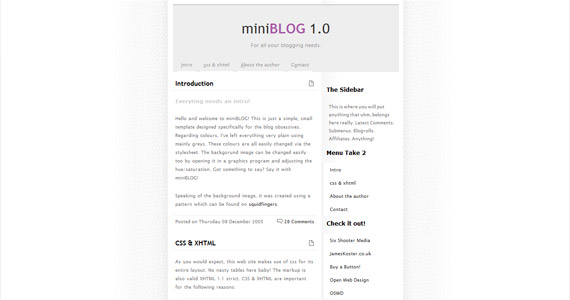 miniblog-xhtml-css-template