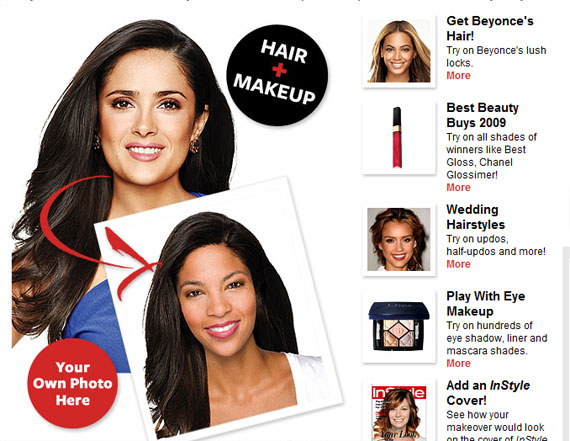 Try on the hottest celebrity hair and makeup looks!