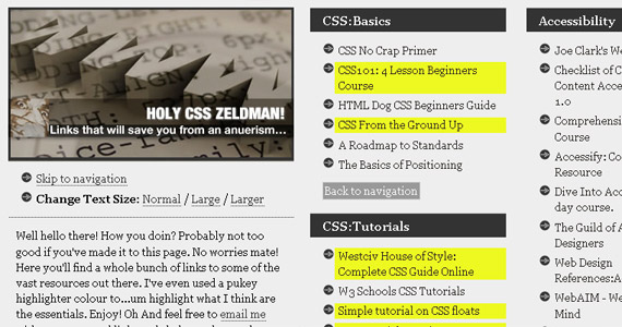 holy-css-zeldman-tutorial-web-site-learning