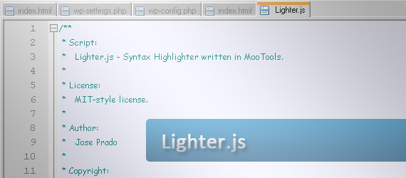 lighter-syntax-highlighter-written-in-mootools