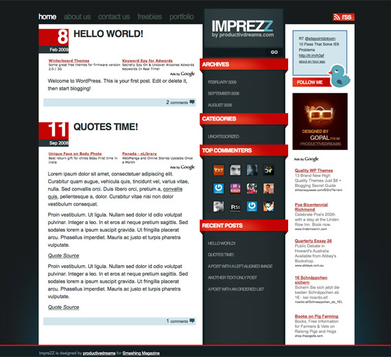 wordpress magazine theme free imprezz