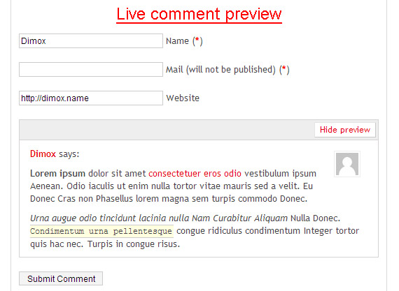 live-comment-preview-wordpress-jquery-plugin