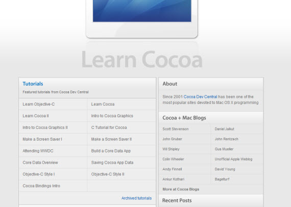 Cocoa-dev-central-apple-inspired-website-designs