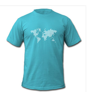 Aqua-earth-world-pixel-map-cool-creative-tshirt-designs