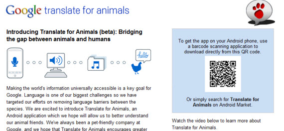 google translate for animals. Google-translate-april-fools-