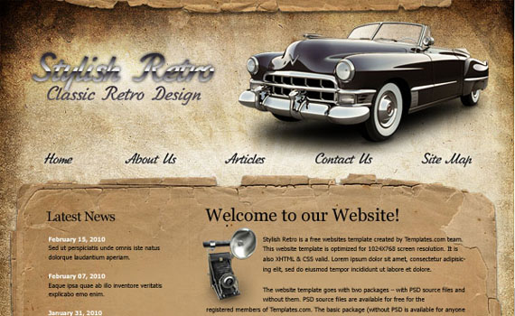 Create-stylish-retro-website-template-using-photoshop-web-design-layout-tutorials-from-2010