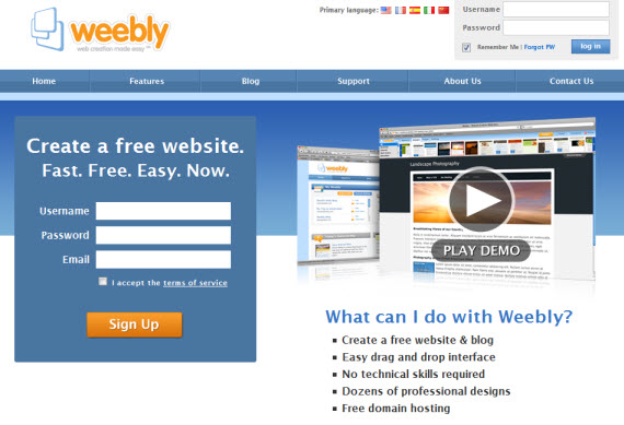 weebly online website builder
