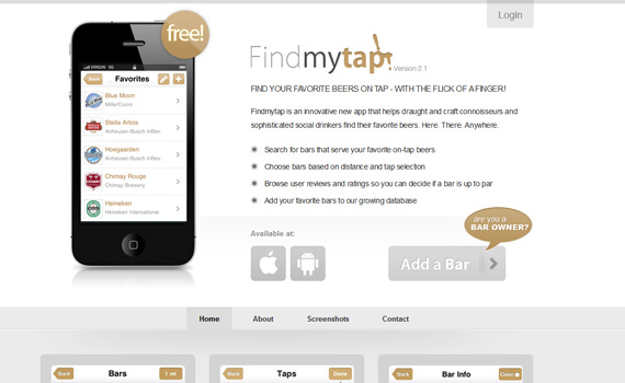 Findmytap-iphone-app-web-design-inspiration