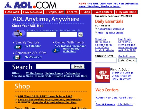 AOL's Old Website