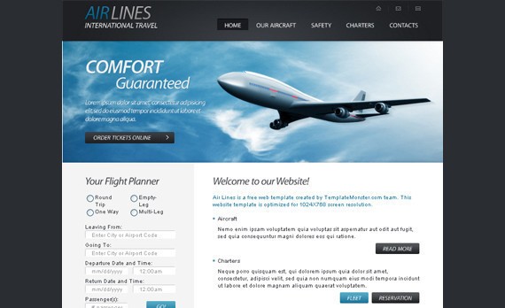 HTML5 website template for airline company