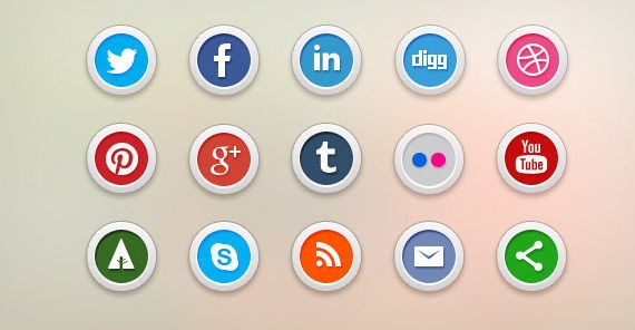 15 free social media icons (PSD & PNG)