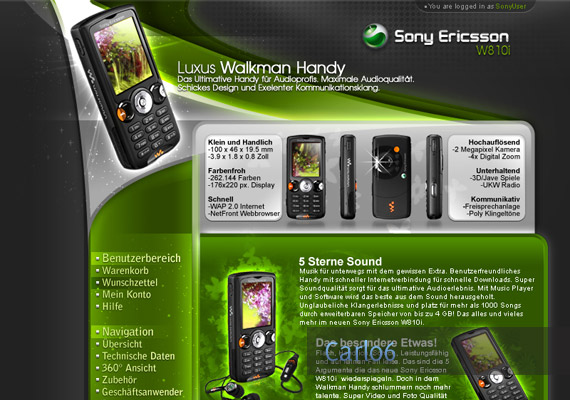 Sony Ericsson W810i Interface