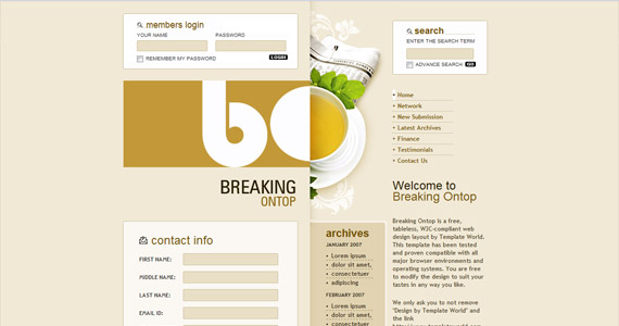 breaking-on-top-css-xhtml-template