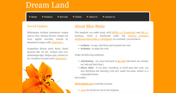 dreamland-xhtml-css-template