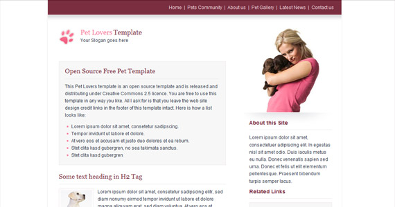 pets-xhtml-css-template