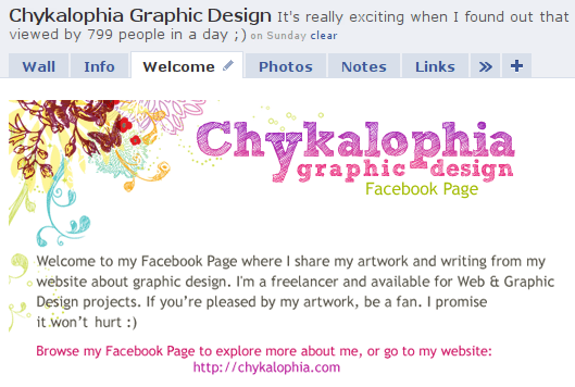 Chykalophia Graphic Design Facebook Fanpage Landing Tab