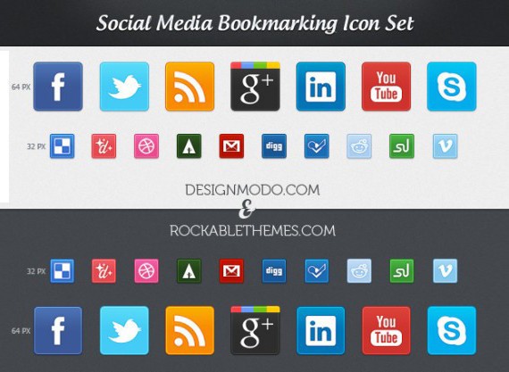 Social Media Bookmarking Icon Set