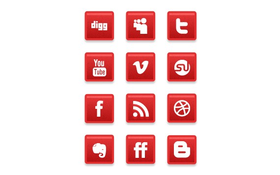 A Simple Subtle Red Grunge Social Media Icons