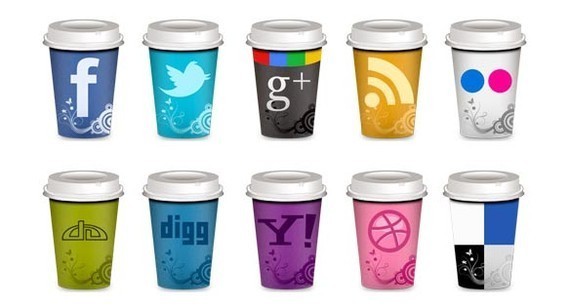 Set of Social Icons “Takeout Coffee Cup”