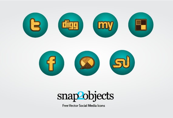 Free Wooden Vector Social Media Icons