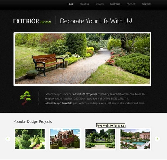 Free Website Template for Exterior Design Project with jQuery Slider